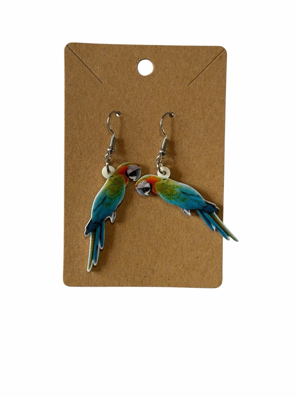 Colorful Parrot Drop Earrings - Blue Green Yellow